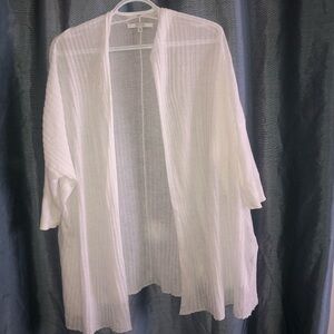 ALFRED SUNG Sheer white Cardigan- swimsuit cover - XL- summer coverup-